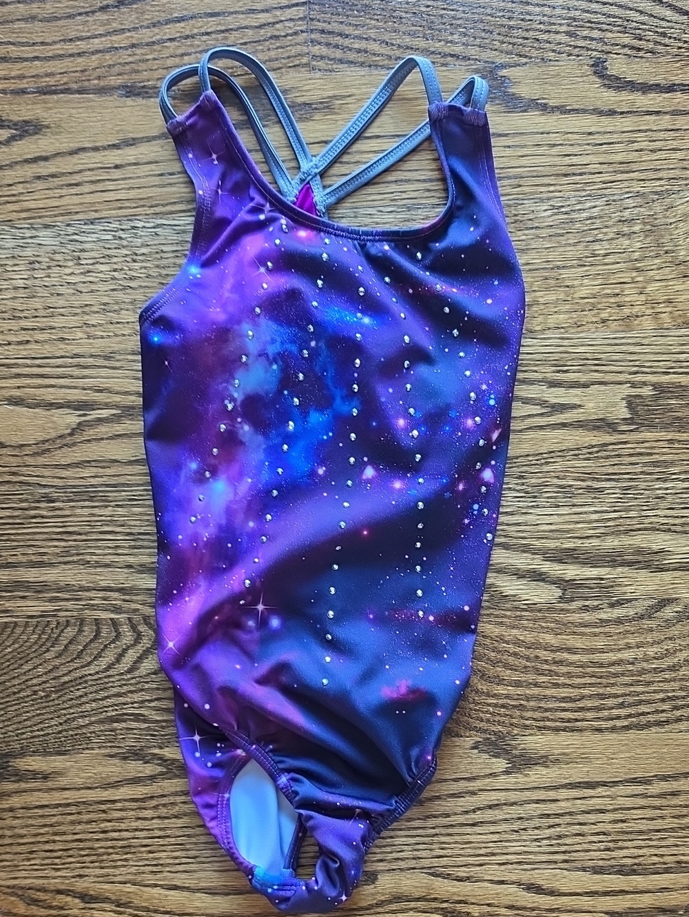 More Than Magic Purple Galaxy Kids One-Piece with Crisscross Straps